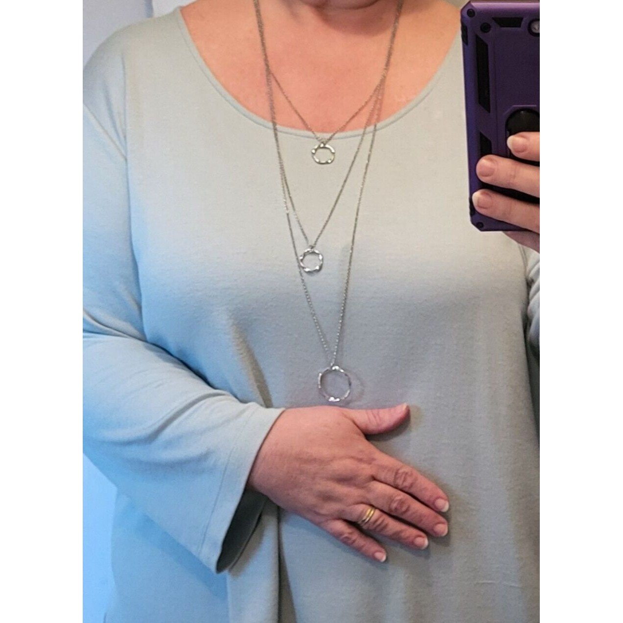 Plus Size Top 26/28w Soft Green Est 1946 Scoop Neck Long Sleeve